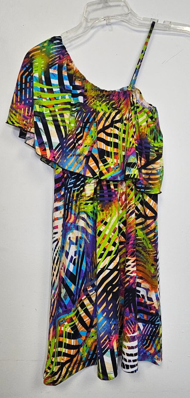 Catch My I Womens Multicolor One Shoulder Dress-Size Small
